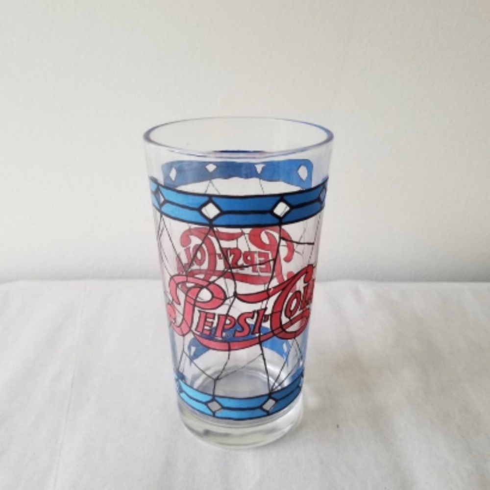 Pepsi Glass with Vibrant Red and Blue Accents